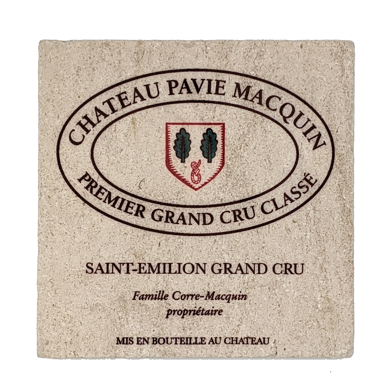 Dessous de plats en corian à l'effigie de grands châteaux de Saint-Emilion.