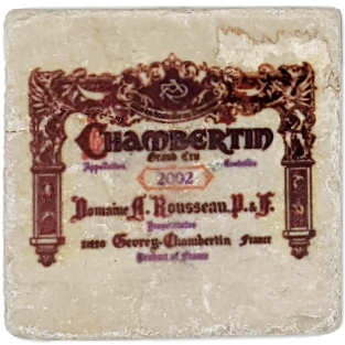Dessous de verres en marbre Italien à l'effigie de grands domaines viticoles Français.