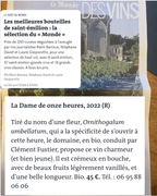 La Dame de Onze Heures, Saint-Emilion Grand Cru, rouge